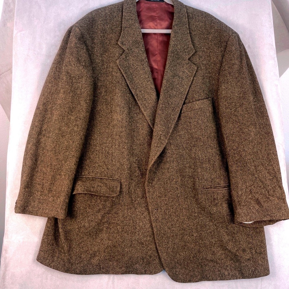 Vintage Chereskin Camel Hair Blend Blazer 50R Herringbone Italian Fabric 90's